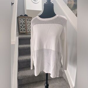 TopShop Lightweight Open Knit viscose blend Summer Sweater White Crochet Size 4 